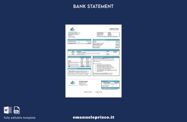 modello di parola di estratto conto bancario di Springside Mortgage USA stile ve